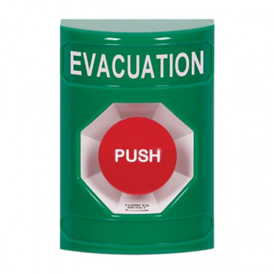 SS2101EV-EN STI Green No Cover Turn-to-Reset Stopper Station with EVACUATION Label English