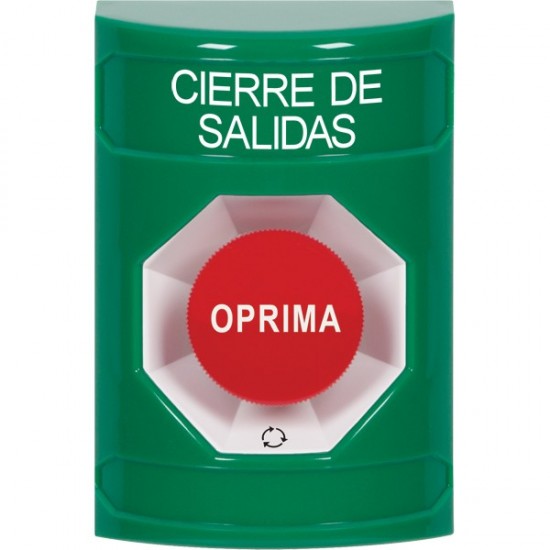 SS2101LD-ES STI Green No Cover Turn-to-Reset Stopper Station with LOCKDOWN Label Spanish