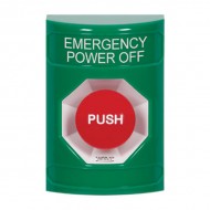 SS2101PO-EN STI Green No Cover Turn-to-Reset Stopper Station with EMERGENCY POWER OFF Label English