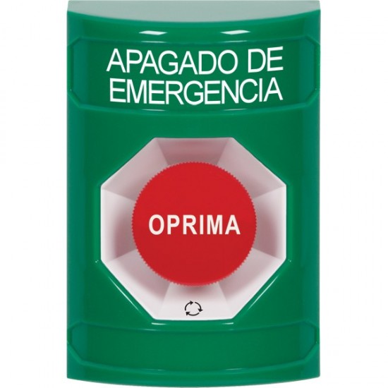 SS2101PO-ES STI Green No Cover Turn-to-Reset Stopper Station with EMERGENCY POWER OFF Label Spanish