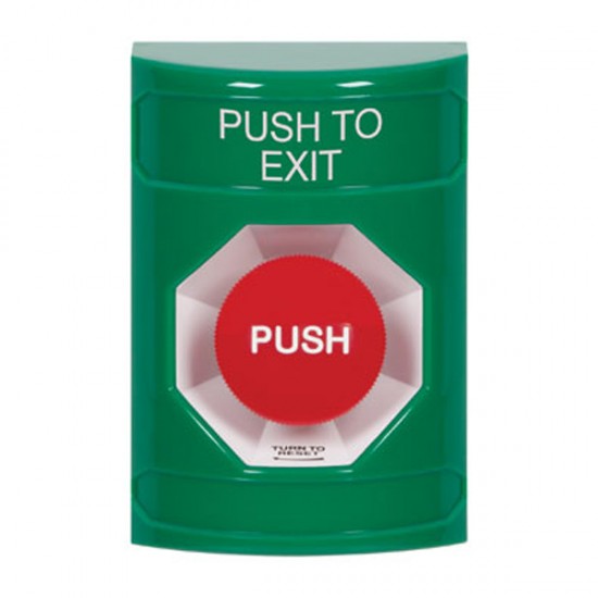 SS2101PX-EN STI Green No Cover Turn-to-Reset Stopper Station with PUSH TO EXIT Label English
