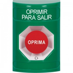 SS2101PX-ES STI Green No Cover Turn-to-Reset Stopper Station with PUSH TO EXIT Label Spanish