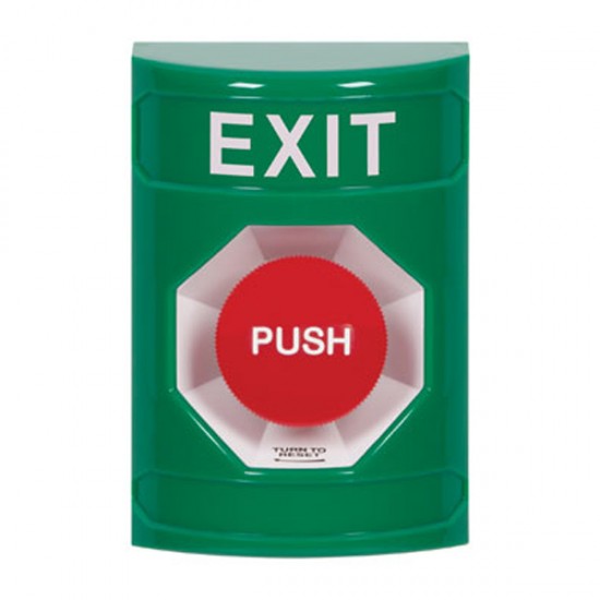 SS2101XT-EN STI Green No Cover Turn-to-Reset Stopper Station with EXIT Label English