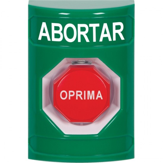 SS2102AB-ES STI Green No Cover Key-to-Reset (Illuminated) Stopper Station with ABORT Label Spanish
