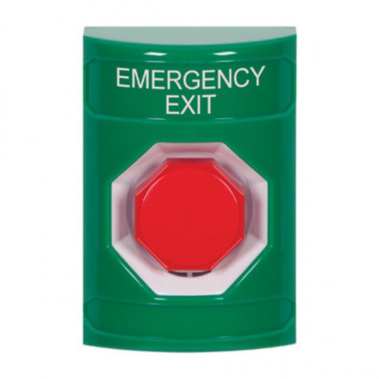 SS2102EX-EN STI Green No Cover Key-to-Reset (Illuminated) Stopper Station with EMERGENCY EXIT Label English