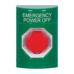 SS2102PO-EN STI Green No Cover Key-to-Reset (Illuminated) Stopper Station with EMERGENCY POWER OFF Label English