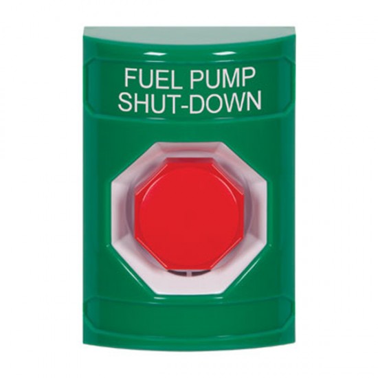SS2102PS-EN STI Green No Cover Key-to-Reset (Illuminated) Stopper Station with FUEL PUMP SHUT DOWN Label English