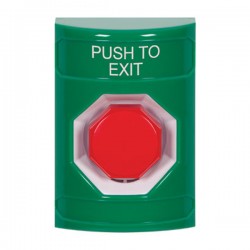 SS2102PX-EN STI Green No Cover Key-to-Reset (Illuminated) Stopper Station with PUSH TO EXIT Label English