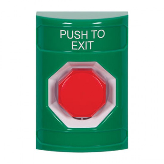 SS2102PX-EN STI Green No Cover Key-to-Reset (Illuminated) Stopper Station with PUSH TO EXIT Label English