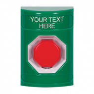 SS2102ZA-EN STI Green No Cover Key-to-Reset (Illuminated) Stopper Station with Non-Returnable Custom Text Label English