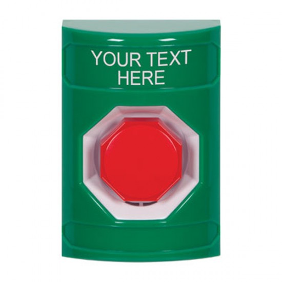 SS2102ZA-EN STI Green No Cover Key-to-Reset (Illuminated) Stopper Station with Non-Returnable Custom Text Label English