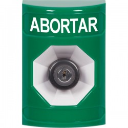 SS2103AB-ES STI Green No Cover Key-to-Activate Stopper Station with ABORT Label Spanish