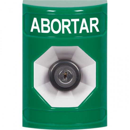 SS2103AB-ES STI Green No Cover Key-to-Activate Stopper Station with ABORT Label Spanish