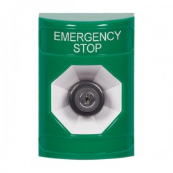SS2103ES-EN STI Green No Cover Key-to-Activate Stopper Station with EMERGENCY STOP Label English