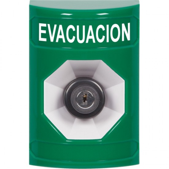 SS2103EV-ES STI Green No Cover Key-to-Activate Stopper Station with EVACUATION Label Spanish