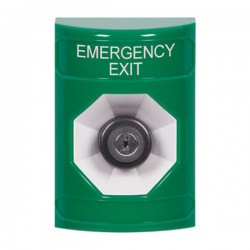 SS2103EX-EN STI Green No Cover Key-to-Activate Stopper Station with EMERGENCY EXIT Label English