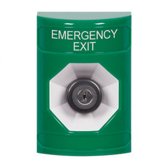 SS2103EX-EN STI Green No Cover Key-to-Activate Stopper Station with EMERGENCY EXIT Label English