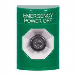 SS2103PO-EN STI Green No Cover Key-to-Activate Stopper Station with EMERGENCY POWER OFF Label English