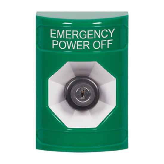 SS2103PO-EN STI Green No Cover Key-to-Activate Stopper Station with EMERGENCY POWER OFF Label English