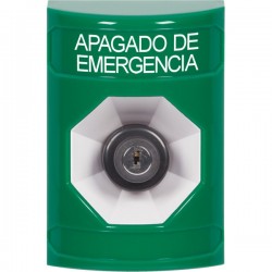 SS2103PO-ES STI Green No Cover Key-to-Activate Stopper Station with EMERGENCY POWER OFF Label Spanish