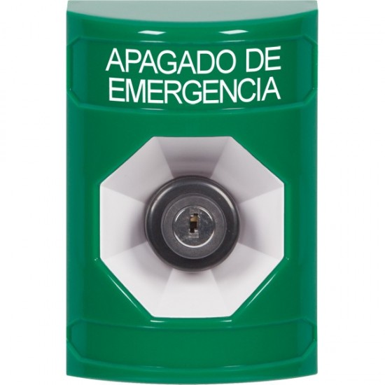 SS2103PO-ES STI Green No Cover Key-to-Activate Stopper Station with EMERGENCY POWER OFF Label Spanish