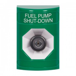 SS2103PS-EN STI Green No Cover Key-to-Activate Stopper Station with FUEL PUMP SHUT DOWN Label English