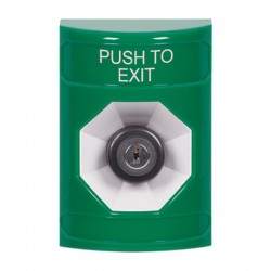SS2103PX-EN STI Green No Cover Key-to-Activate Stopper Station with PUSH TO EXIT Label English