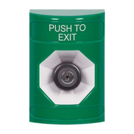 SS2103PX-EN STI Green No Cover Key-to-Activate Stopper Station with PUSH TO EXIT Label English