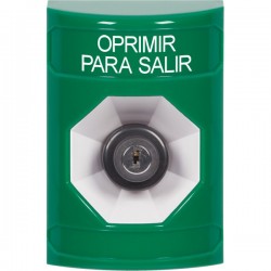 SS2103PX-ES STI Green No Cover Key-to-Activate Stopper Station with PUSH TO EXIT Label Spanish