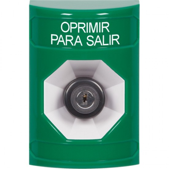 SS2103PX-ES STI Green No Cover Key-to-Activate Stopper Station with PUSH TO EXIT Label Spanish