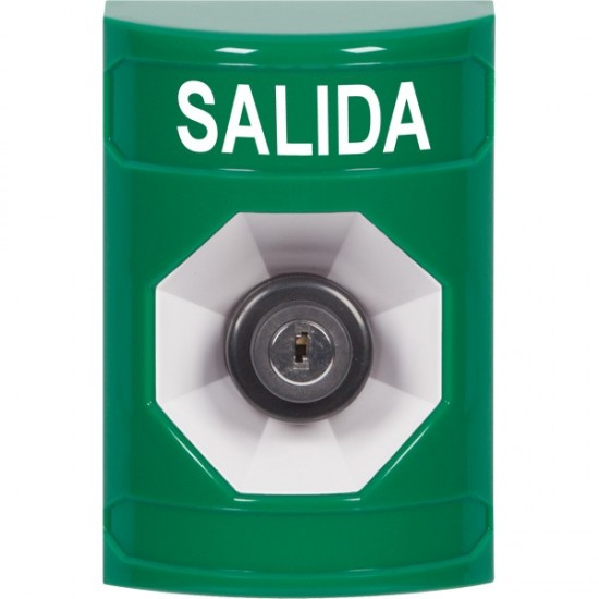 SS2103XT-ES STI Green No Cover Key-to-Activate Stopper Station with EXIT Label Spanish