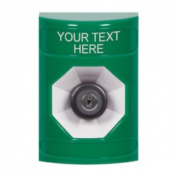 SS2103ZA-EN STI Green No Cover Key-to-Activate Stopper Station with Non-Returnable Custom Text Label English