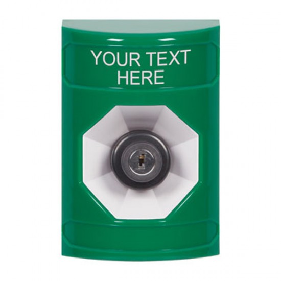 SS2103ZA-EN STI Green No Cover Key-to-Activate Stopper Station with Non-Returnable Custom Text Label English