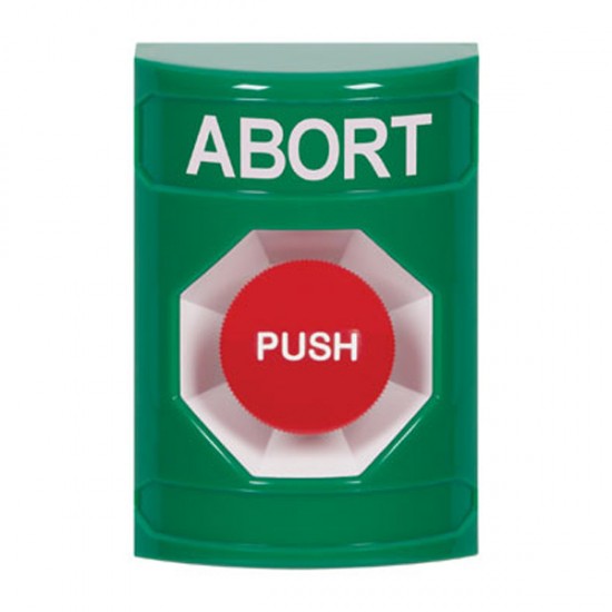 SS2104AB-EN STI Green No Cover Momentary Stopper Station with ABORT Label English