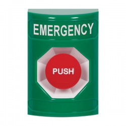 SS2104EM-EN STI Green No Cover Momentary Stopper Station with EMERGENCY Label English SS2104EM-EN STI Green No Cover Momentary Stopper Station with EMERGENCY Label English