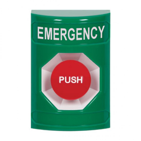 SS2104EM-EN STI Green No Cover Momentary Stopper Station with EMERGENCY Label English