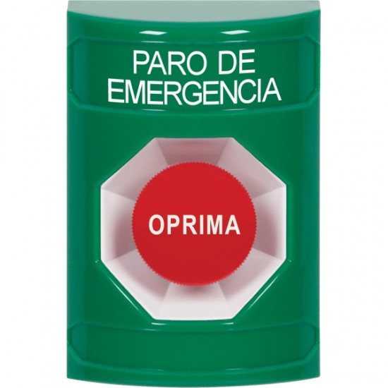 SS2104ES-ES STI Green No Cover Momentary Stopper Station with EMERGENCY STOP Label Spanish