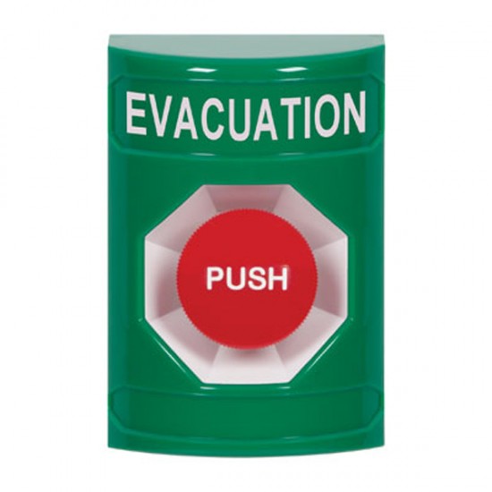 SS2104EV-EN STI Green No Cover Momentary Stopper Station with EVACUATION Label English