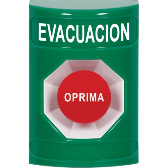 SS2104EV-ES STI Green No Cover Momentary Stopper Station with EVACUATION Label Spanish