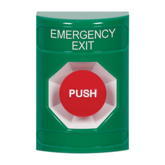 SS2104EX-EN STI Green No Cover Momentary Stopper Station with EMERGENCY EXIT Label English
