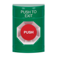 SS2104PX-EN STI Green No Cover Momentary Stopper Station with PUSH TO EXIT Label English