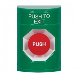 SS2104PX-EN STI Green No Cover Momentary Stopper Station with PUSH TO EXIT Label English