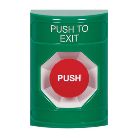 SS2104PX-EN STI Green No Cover Momentary Stopper Station with PUSH TO EXIT Label English