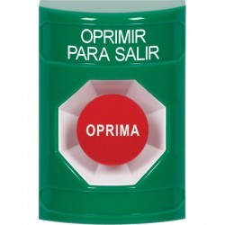 SS2104PX-ES STI Green No Cover Momentary Stopper Station with PUSH TO EXIT Label Spanish