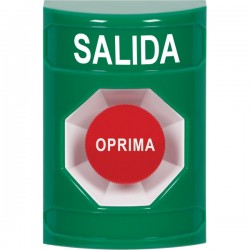 SS2104XT-ES STI Green No Cover Momentary Stopper Station with EXIT Label Spanish