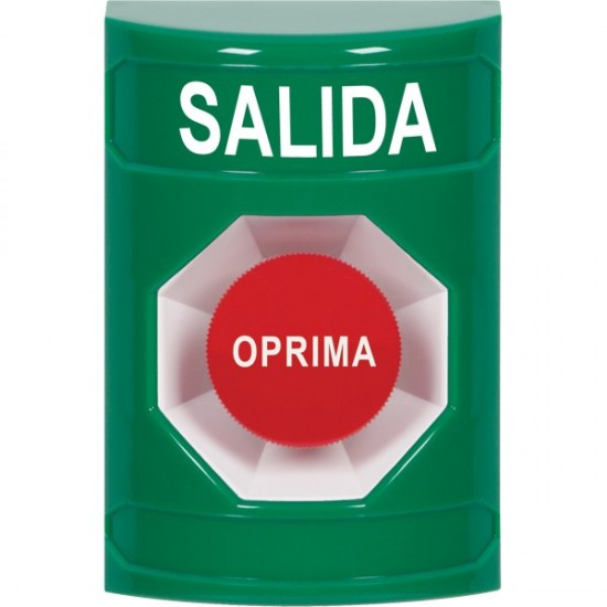 SS2104XT-ES STI Green No Cover Momentary Stopper Station with EXIT Label Spanish