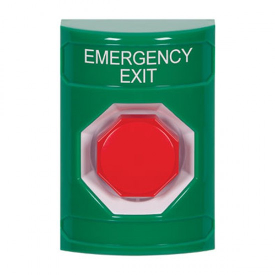 SS2105EX-EN STI Green No Cover Momentary (Illuminated) Stopper Station with EMERGENCY EXIT Label English
