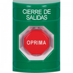 SS2105LD-ES STI Green No Cover Momentary (Illuminated) Stopper Station with LOCKDOWN Label Spanish