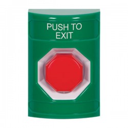 SS2105PX-EN STI Green No Cover Momentary (Illuminated) Stopper Station with PUSH TO EXIT Label English