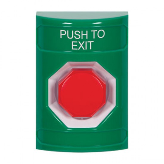 SS2105PX-EN STI Green No Cover Momentary (Illuminated) Stopper Station with PUSH TO EXIT Label English